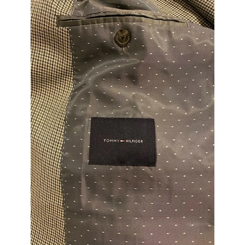Tommy Hilfiger Blazer Men's Black Gray Houndstooth Dual Vent Sports Coat R46